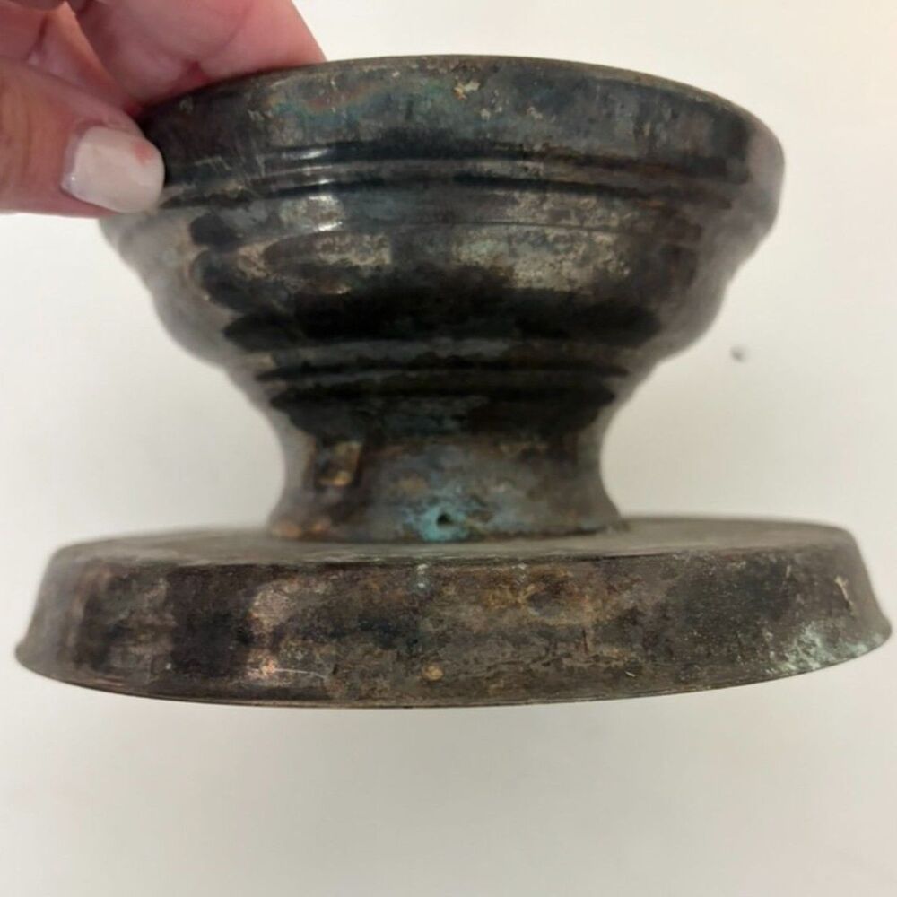 vtg silver metal Pedestal candle holder